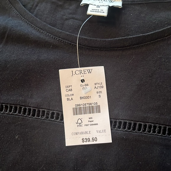 NWT J. Crew Black Cotton T-Shirt Embellished Nd simple yet beautiful! - Picture 2 of 7